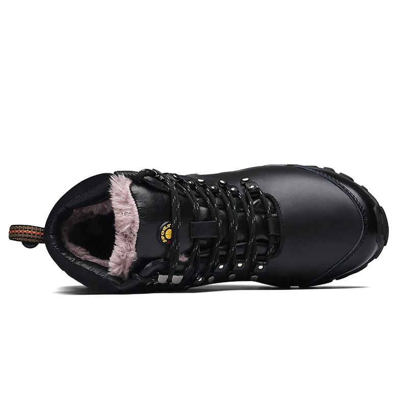 Мужские зимние ботинки из натуральной кожи высокого качества водонепроницаемые