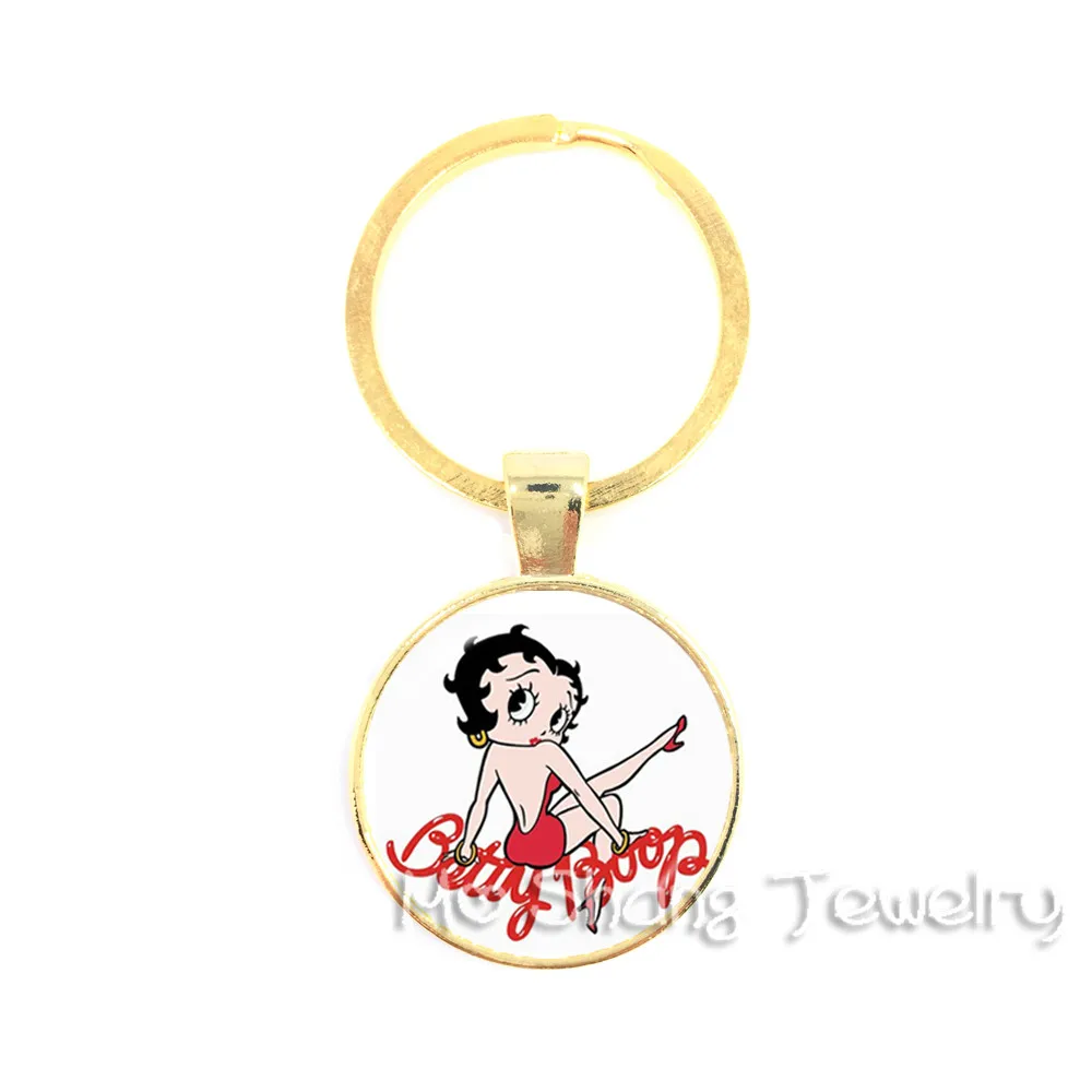 Новинка года Betty Boop брелоки милый мультфильм Античная бронза с покрытием брелок кольцо ювелирные изделия Сексуальная Betty Boop брелок для ключей - Цвет: 2