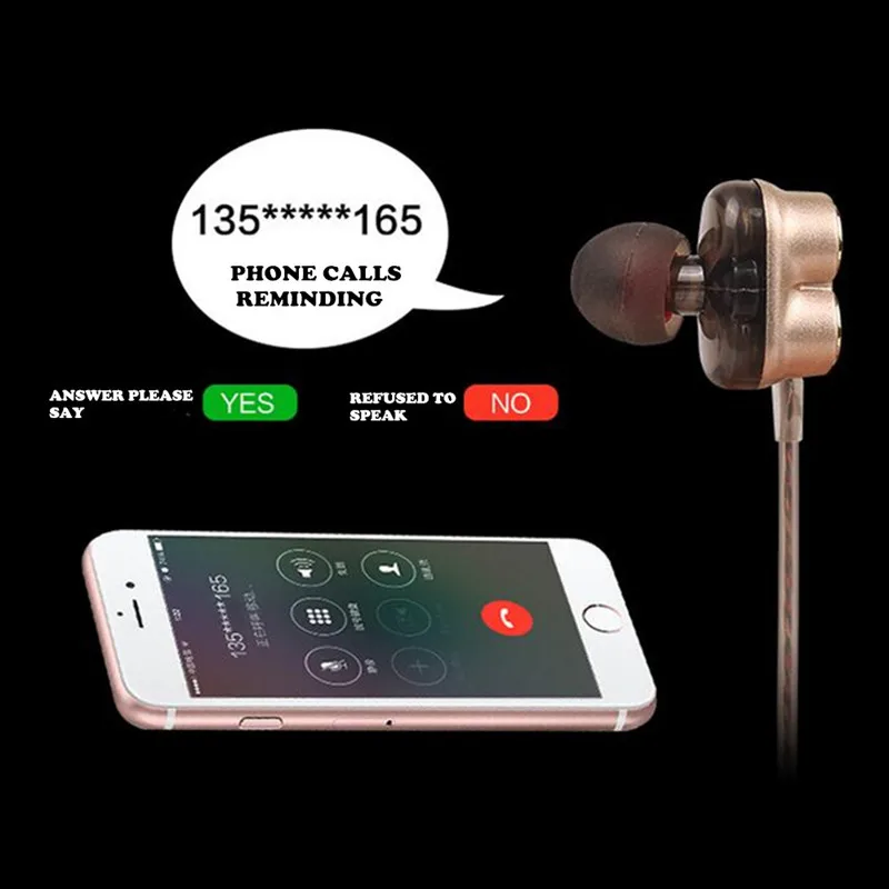 Наушники Sansnail M2 In Ear спортивные наушники с защитой от пота двумя басами 4 колонки