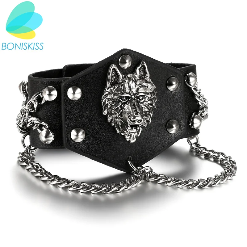 Boniskiss 2020 Мужской винтажный широкий браслет из искусственной кожи в стиле