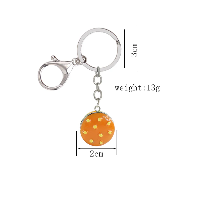 Cute Imitation food Keychain Hamburger fries coffee milk popcorn cookies Key Chain Alloy resin Keyring Accessories Jewelry | Украшения и