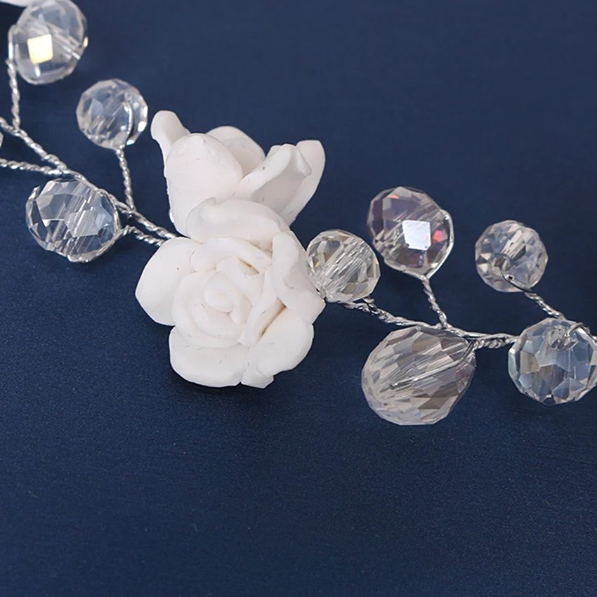 Повязка на голову Xinyun регулируемая ручная работа белая розовая | Украшения и