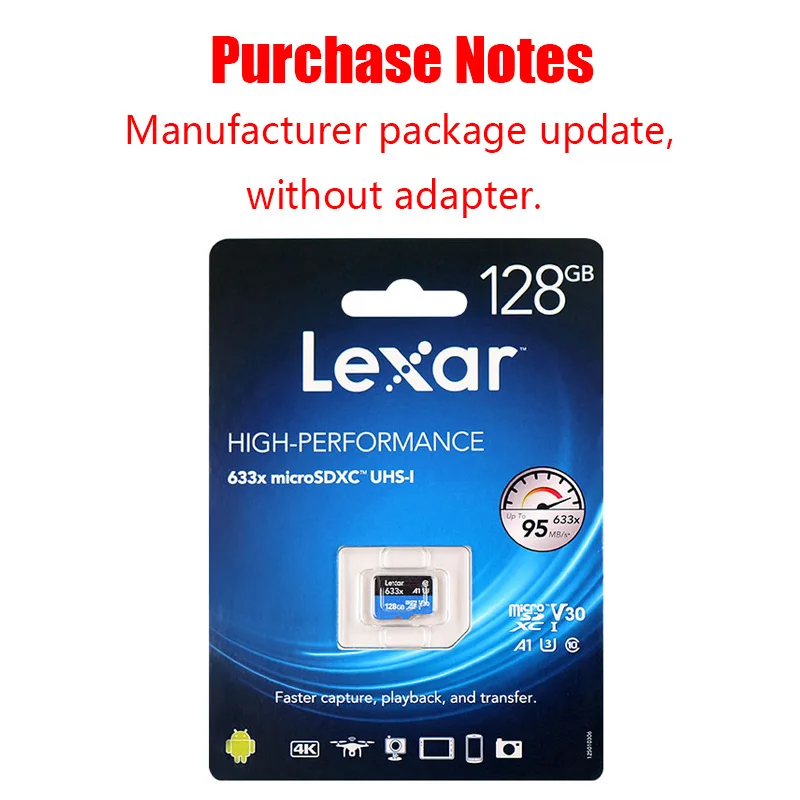 Карта памяти Lexar 633x microSDXC 512 ГБ micro sd класс 10 100 м/с|Карты памяти| |