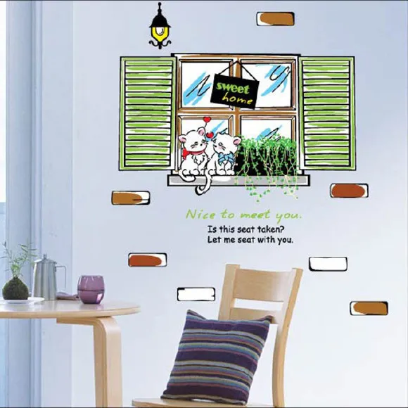

Sweet Cats Window Art Home Decor Removable Vinyl DIY Wall Sticker Decals