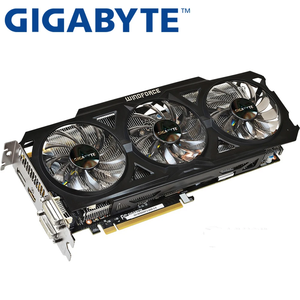 GIGABYTE, оригинальная Видеокарта GTX 760, 2 Гб, 256Bit, GDDR5, видеокарты для nVIDIA, видеокарты VGA, Geforce GTX760, Hdmi, Dvi, используется игра
