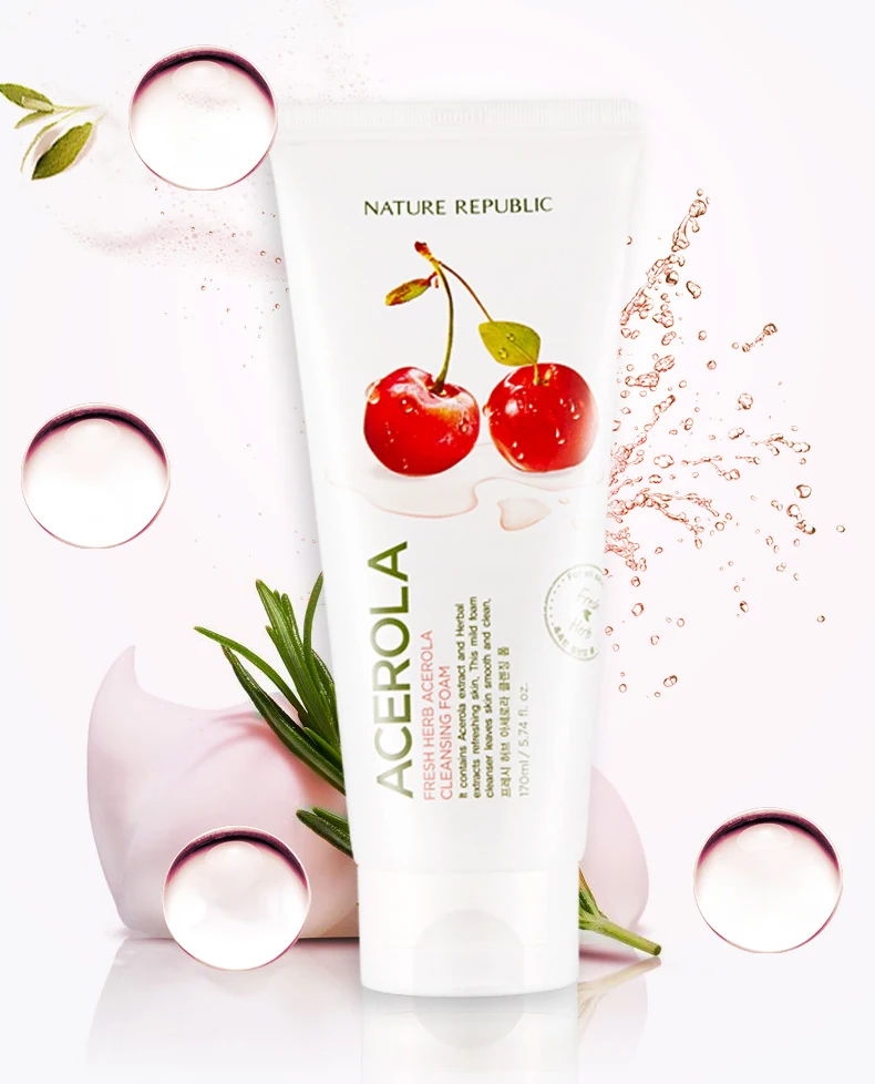 Натуральная Республика корейский уход за кожей 170 мл Acerola свежие травы Acerola очищающее средство для лица увлажняющее глубокое отбеливание
