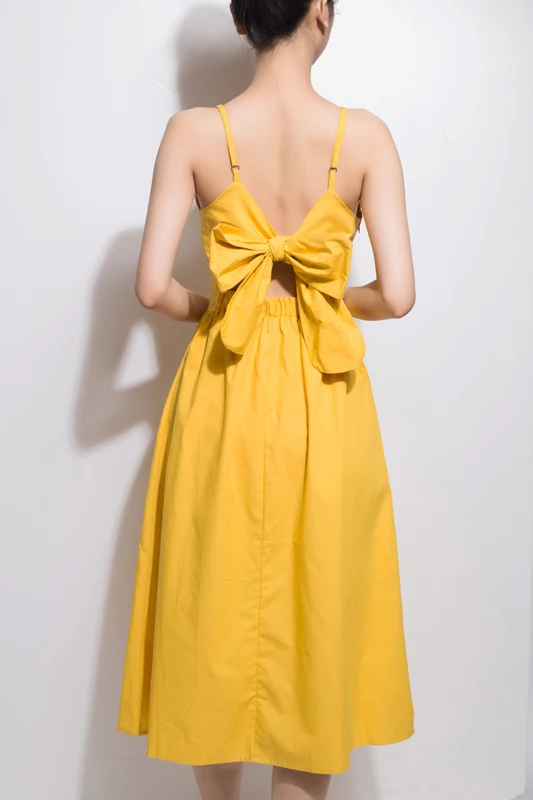 Возможно U/желтое синее черное платье средней длины с v образным вырезом открытой