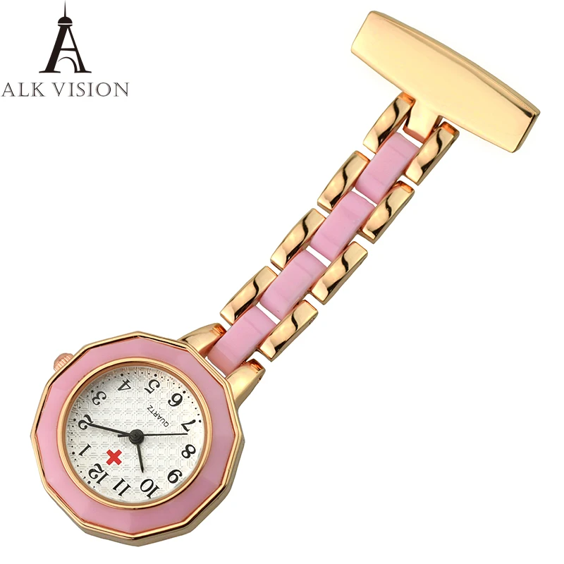 

ALK VISION Nurse watches fob Pocket Watch nursing gift digital pink rose gold silver Brooch Doctor Nurse relogio medical clock