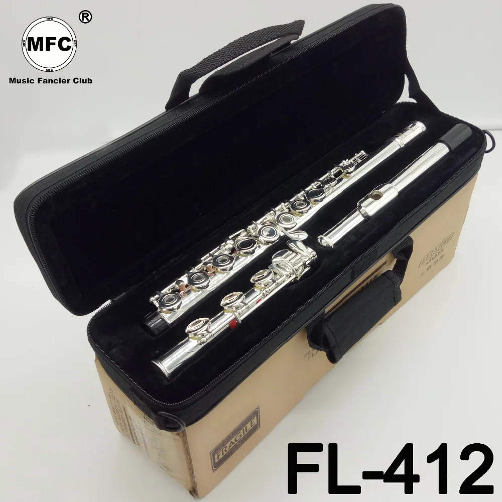 

Music Fancier Club Intermediate Standards Flute FL-412 Student Flutes Silver Plated 16 17 Holes Closed Open Hole With Case