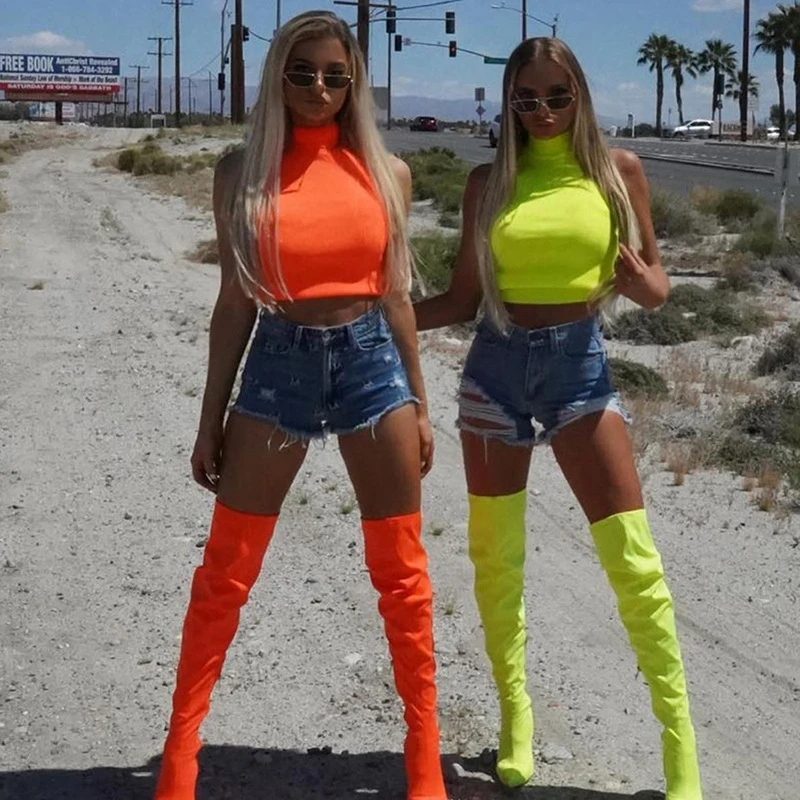 Весенне-летний женский укороченный топ с высоким воротником и бюстье без