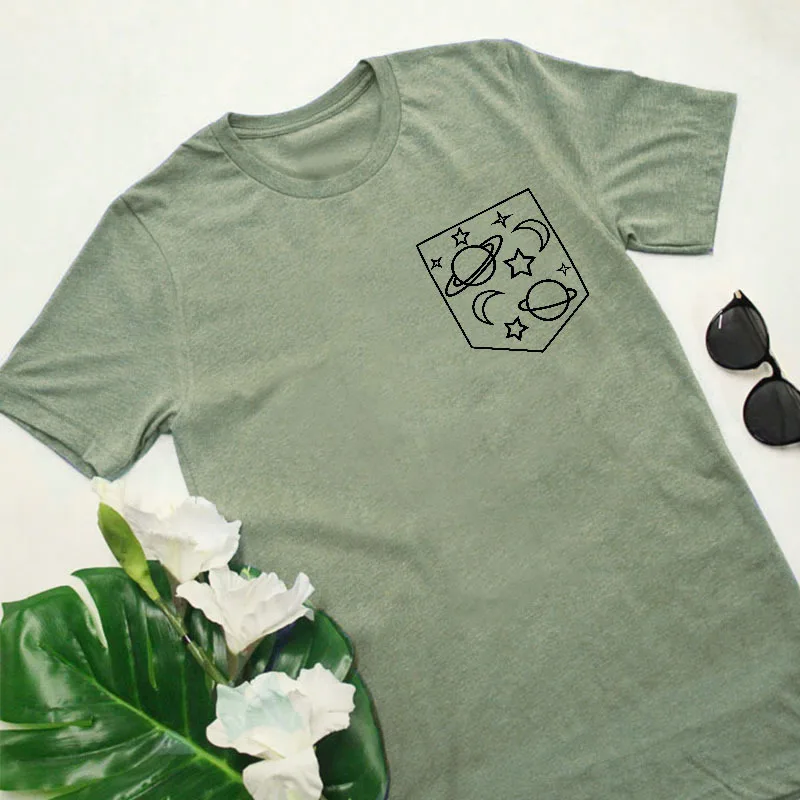 Женская футболка из 100% хлопка с принтом большие размеры S 5XL звездное небо простая