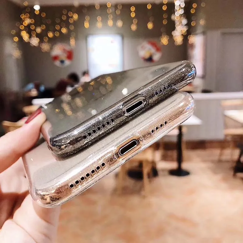 Роскошный блестящий чехол для телефона iPhone XS Max XR прозрачная задняя крышка из ТПУ