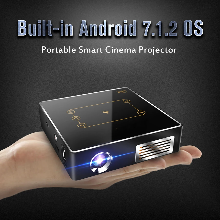 C9 плюс 4K Портативный мини DLP проектор Android 7,1 2,4G 5,8G Wi-Fi Bluetooth умная сенсорная панель проектор LED Главная Кино Бимер