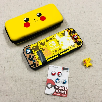 Bag-Case-4pcsGrips B NS Switch Let's Go Pikachus Жесткая Сумка для переноски Joy con Pokeball Thumbsticks Grips cap для Nintendo Switch Console Shell Чехол - Цвет: Bag-Case-4pcsGrips B
