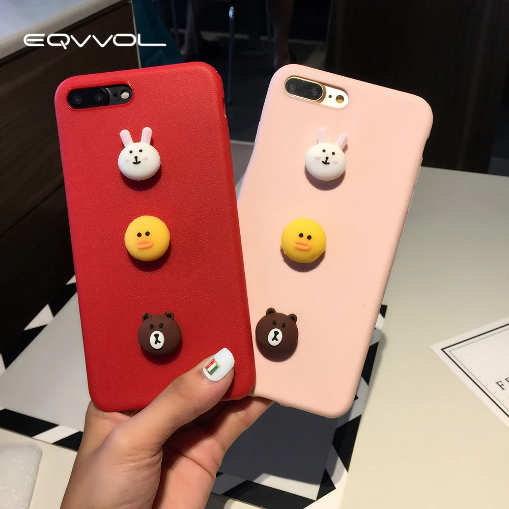 Eqvvol медведь утка Чехол для телефона с кроликом iphone X 8 7 6 S плюс Чехлы мультфильм