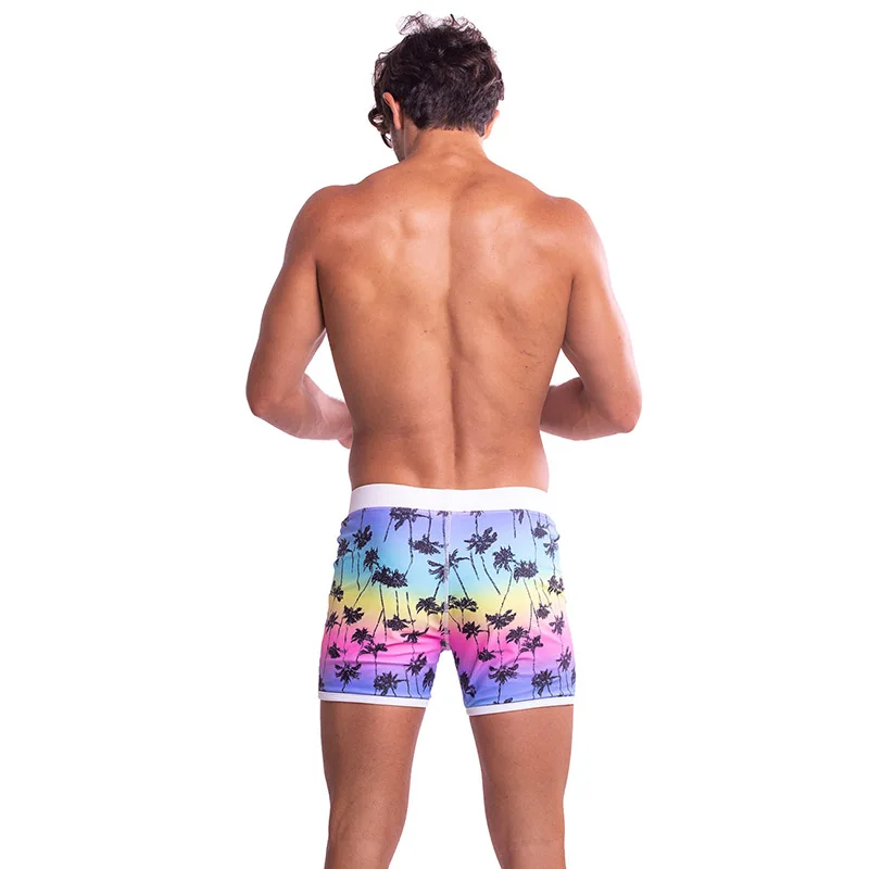 Мужские плавки с квадратным вырезом длинными штанинами и карманами|Мужские