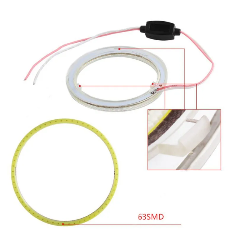 1Pcs Auto angel eyes halo rings cob LED headlight 60/70/80/90/100/110/120MM Car Motorcycle For E36 E39 E60 E92 E63 Drop shipping