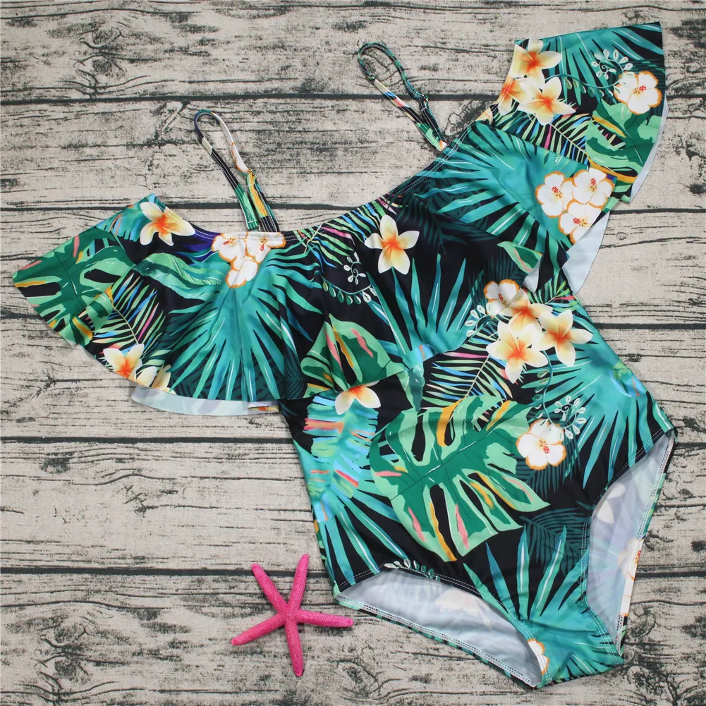 Женский слитный купальник размера плюс купальный костюм с цветочным рисунком