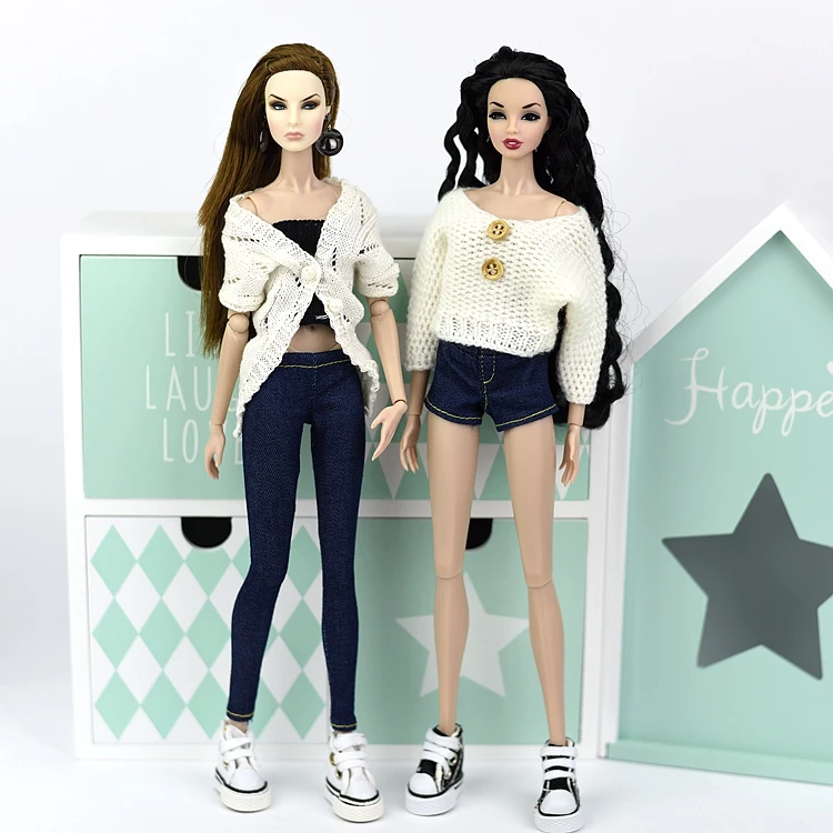 Синие джинсовые шорты и длинные брюки/Аксессуары для кукол скачать одежду 1/6