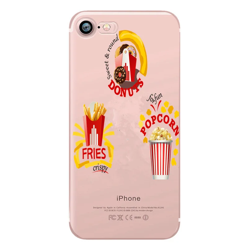 Высокое качество Прозрачный чехол для iphone Fundas 7 8 Plus X милые Еда Coque 6 S SE 5 5S САППУ