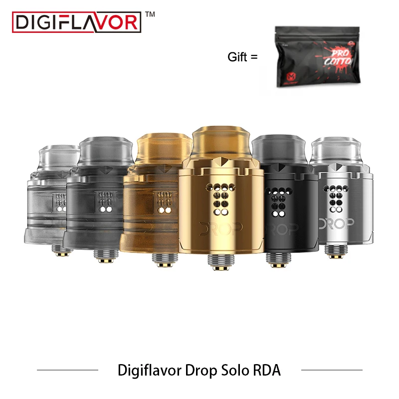 Оригинальный Digiflavor Drop Solo RDA одинарная катушка 22 мм капля с двумя колпачками
