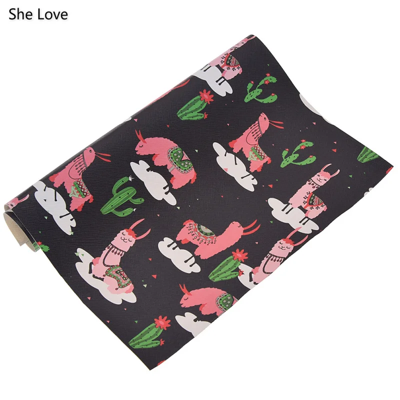 Chzimade искусственная кожа с принтом кактуса ткань для шитья искусственные