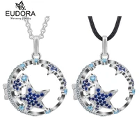 eudora ocean blue crystal stars cage pendant necklafce fit wishing chime ball for pregnant women mom baby jewelry gift