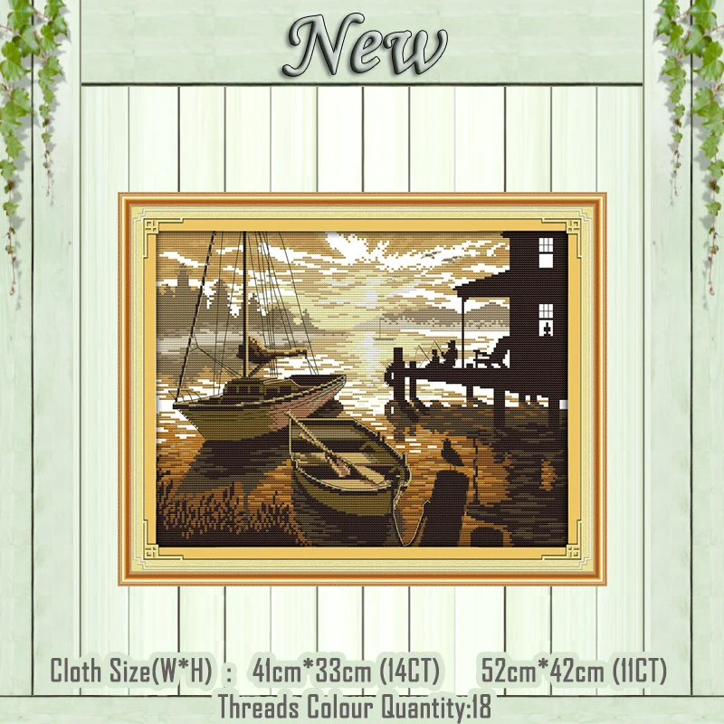 Набор для вышивки крестиком простой рисунок на холсте с изображением парусной
