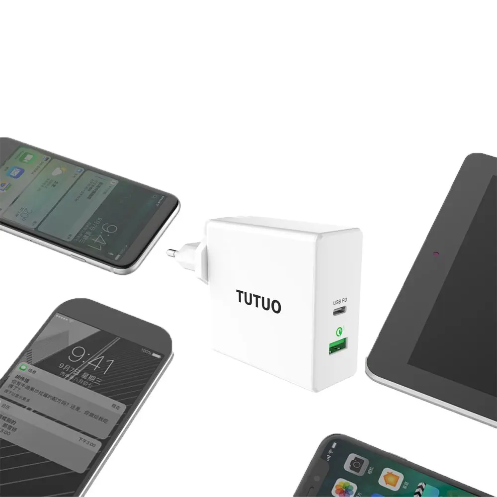 Адаптер типа C PD 60 Вт Быстрое Зарядное устройство USB EU US UK для мобильных телефонов