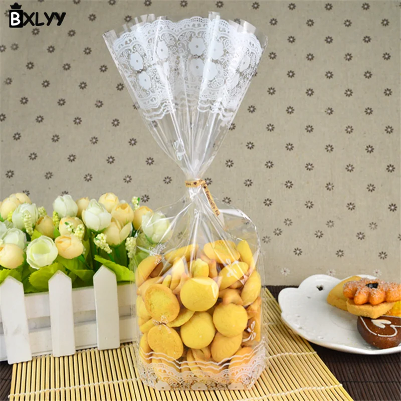 BXLYY 10 шт. яркая белая кружевная Подарочная сумка для бисквита конфет выпечки