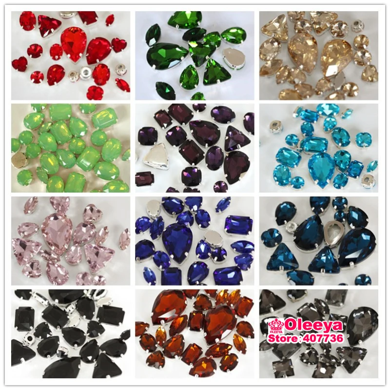 Кофейные Стразы смешанных форм пришивные стразы с золотым когтем плоской задней