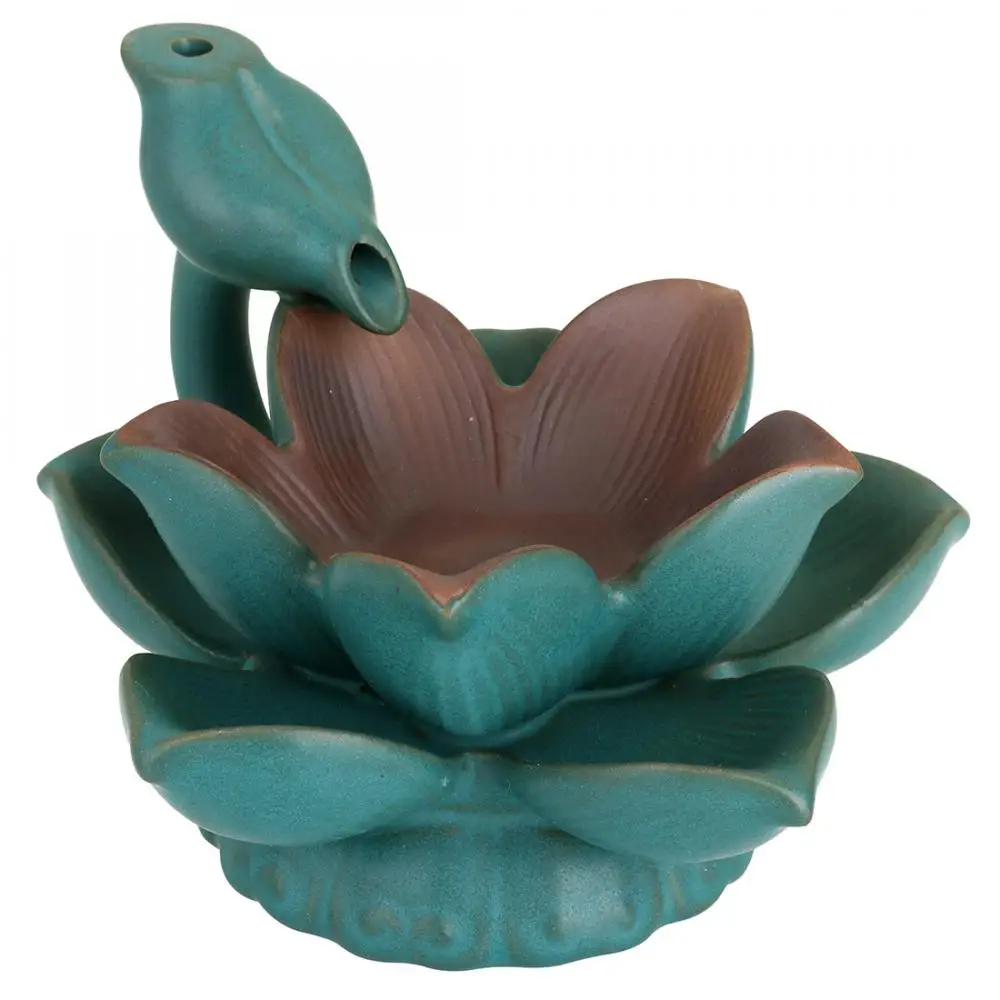 

Blue Lotus Incense Waterfall Backflow Incense Burner Quemador De Incienso Ceramic Incense Holder Censer Home Decor Led Light