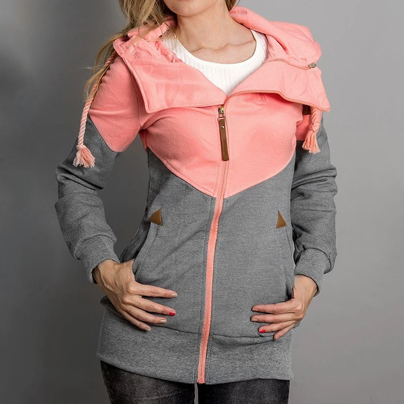 Женская толстовка на молнии однотонная Толстовка с длинным рукавом Повседневная