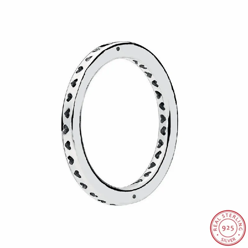 Женское классическое кольцо из серебра 2018 пробы с вырезами в форме сердца|Кольца|