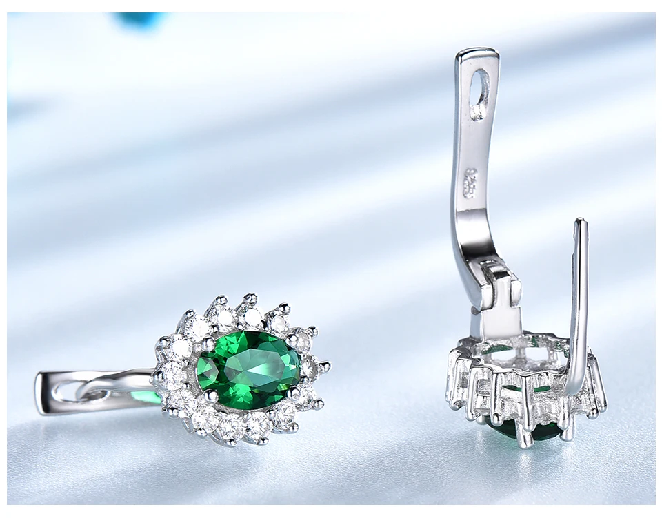UMCHO 925 пробы серебряные серьги с драгоценным камнем, изумруд, клипсы для женщин, подарок на день рождения, юбилей, хорошее ювелирное изделие