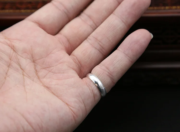 Однотонное кольцо из чистого серебра 990 пробы для мужчин и женщин простой Толстый
