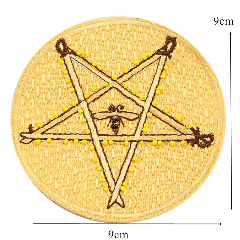 9 см вышивка утюгом нашивка Ручной работы Бусины Тотем Бог звезда черепа