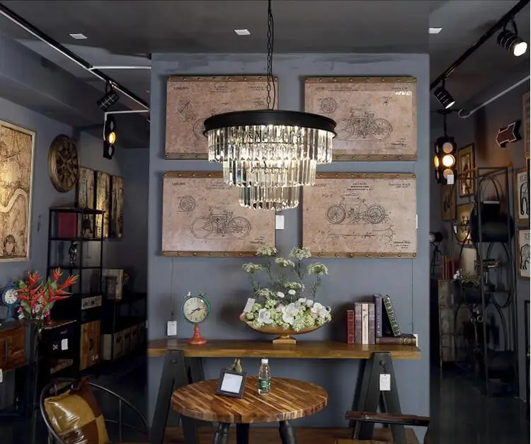 Светильник для ресторана в американском стиле простая круглая длинная люстра K9 с