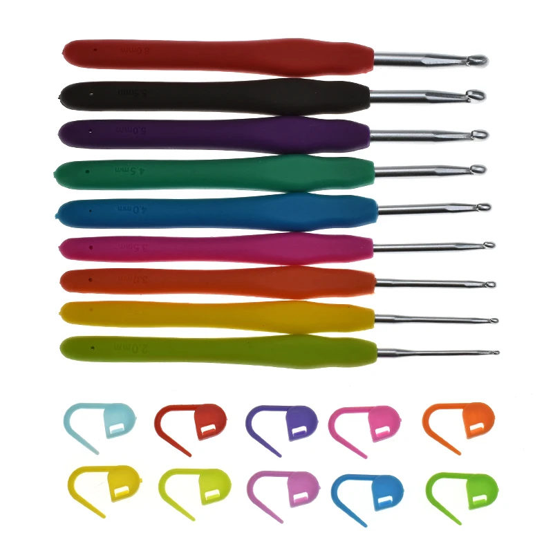 10 шт. алюминиевый вязаный крючком крючок с кожаным чехол набор для вязания спиц