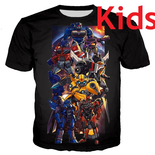 kids t shirt PLstar Cosmos/одинаковые комплекты для семьи; футболки для мальчиков с 3D принтом робота; летние детские футболки с автоботами; детские летние топы - Цвет: kids t shirt
