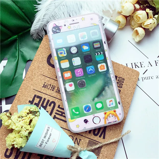 34 Renda 3D полное покрытие пленка Закаленное стекло для iphone 7 6s 6 8 Plus мультфильм милый Сейлор Мун красивая девушка протектор экрана - Цвет: 34