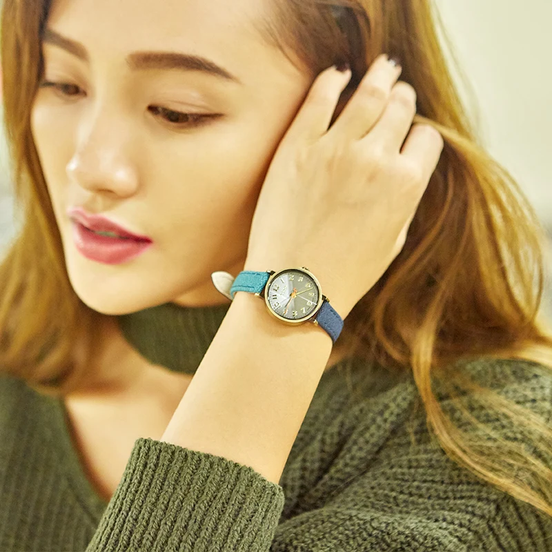 Синие джинсы часы женские антикварные кварцевые Julius часы люксовый бренд повседневные крутые градиентные с кожаным ремешком бронзовые Whatch часы JA-855