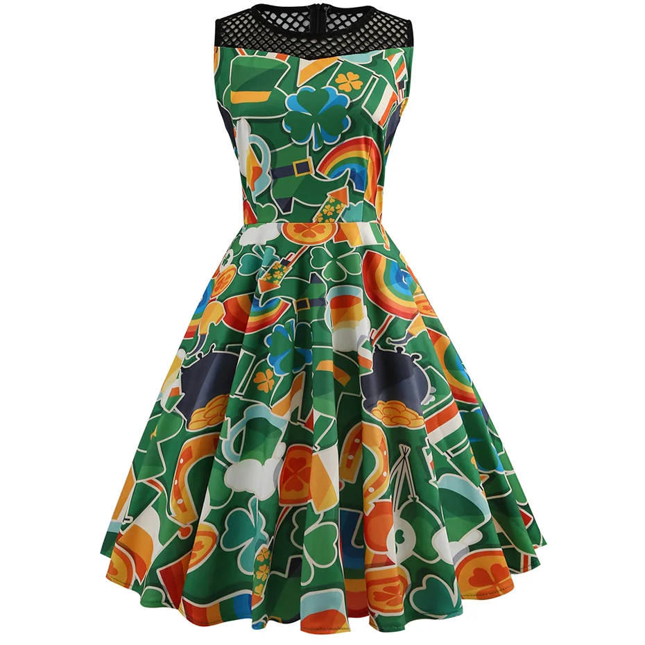 Женское винтажное платье в стиле ретро белое трапециевидной формы с цветочным