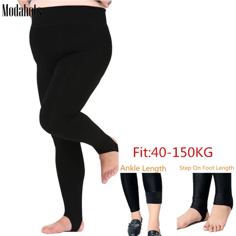 Размера плюс зимние женские леггинсы из плотного бархата супер большие размеры