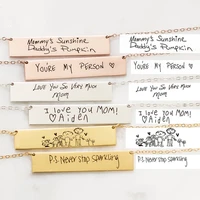 personalized custom actual handwriting name necklace drawing signature necklace inspirational quotes bar necklace jewelry