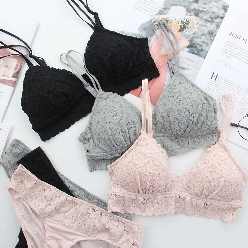Женские кружевные трусики Бралетт комплект Бесшовного нижнего белья с хлопковой