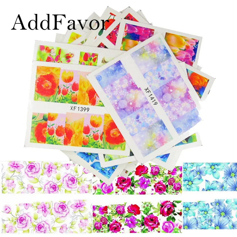 Наклейки для ногтей цветы Addfavor 50 шт. наклейки Бабочка полная упаковка слайдер