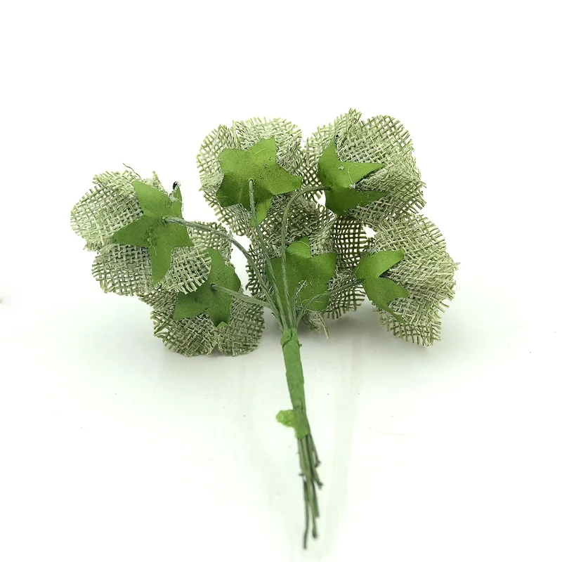 Новые 6 шт 4 см шелковые искусственные цветы розы Букет мешковины гессийский