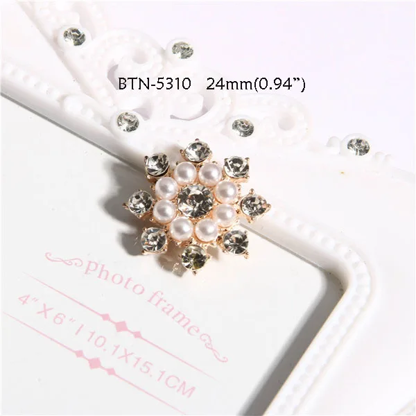 2pieces BTN-5310 Пуговицы с жемчугом и стразами, пряжка с плоской задней частью, украшение для рукоделия, бант для волос, цветок, 2 шт./ - Цвет: 2pieces BTN-5310