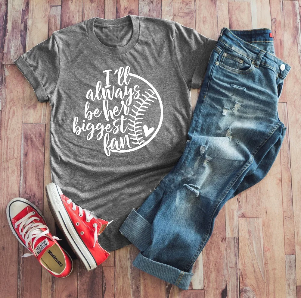 Я всегда буду ее самый большой поклонник Софтбол дизайн футболка женщин осень